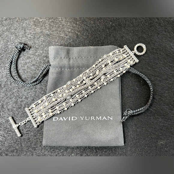 David Yurman Starburst Chain 7” Bracelet with Pearls, Sterling Silver 925 - Picture 1 of 5